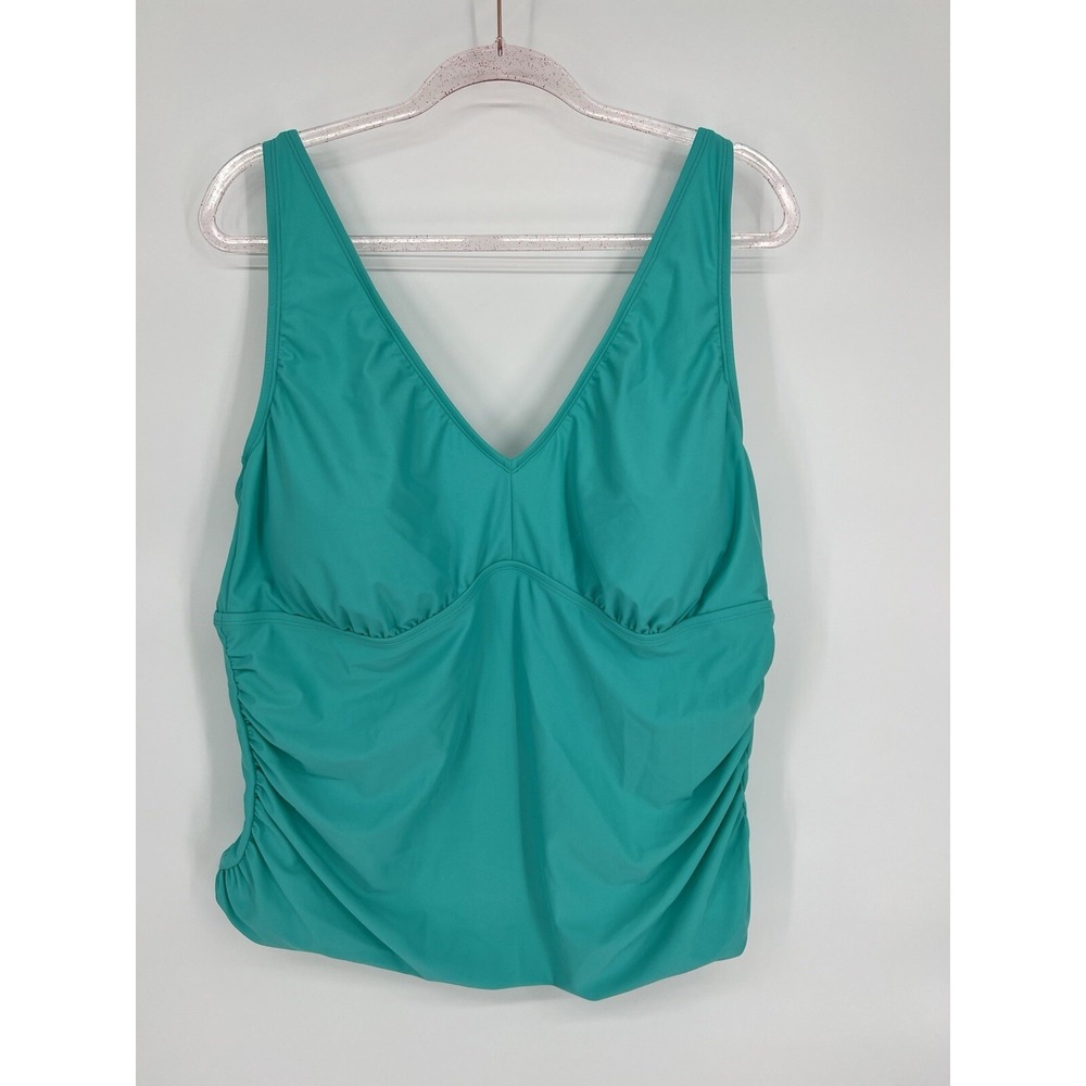 Sonnet Shores Adriatic Aqua Blue Tankini Swimsuit Top Womens‎ Sz 24W Org $54